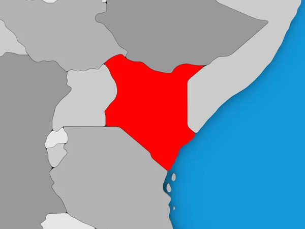 Kenya in Rot auf Globus — Stockfoto