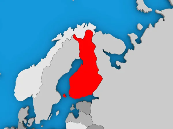 Финляндия в красном на глобусе — стоковое фото