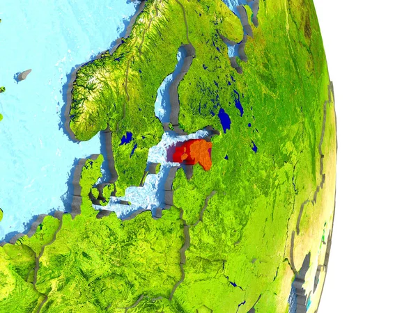 Estland in het rood op aarde — Stockfoto