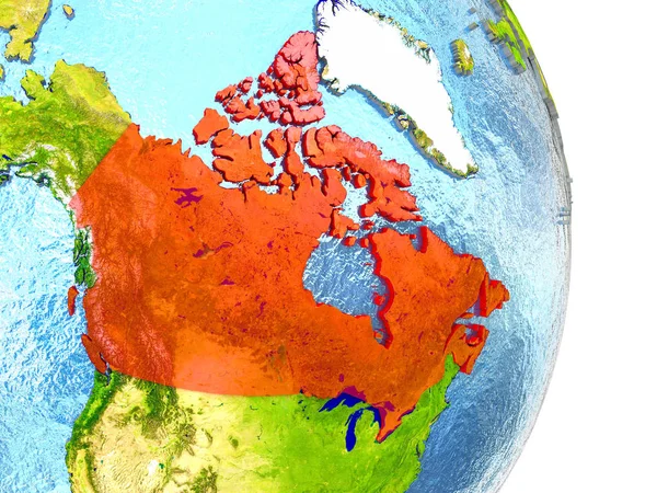 지구에 빨간색 캐나다 — 스톡 사진