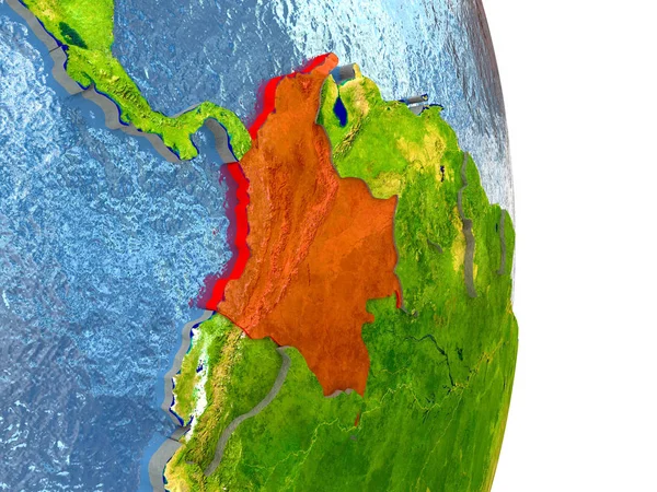 Kolumbien in Rot auf Erden — Stockfoto