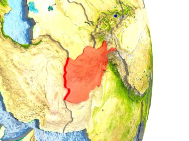 Dünya üzerindeki kırmızı Afganistan'da