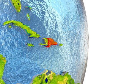 Dominik Cumhuriyeti dünya üzerindeki kırmızı