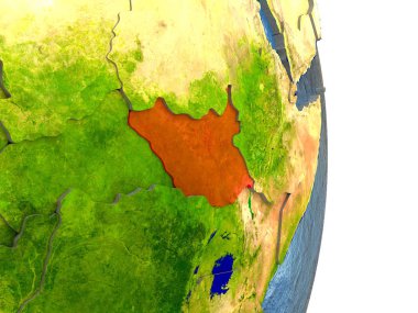 Dünya üzerindeki kırmızı Güney Sudan