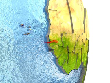 Gambiya dünya üzerindeki kırmızı