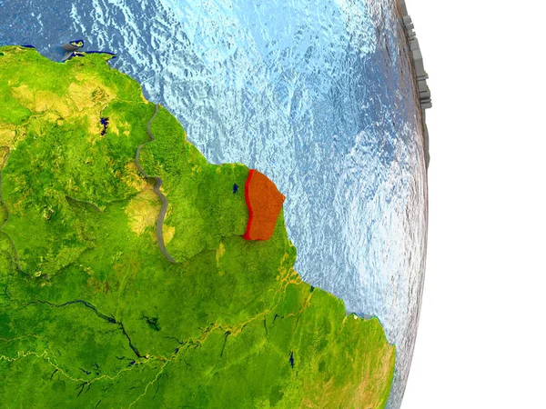 Frans-Guyana in het rood op aarde — Stockfoto
