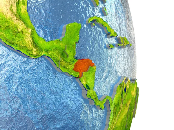 Honduras em vermelho na Terra — Fotografia de Stock