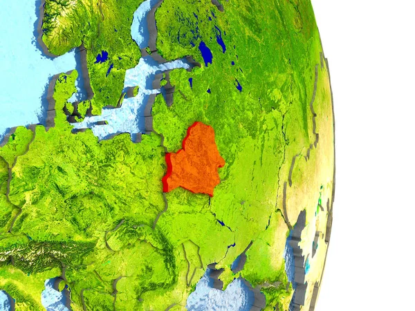 Bielorrússia em vermelho na Terra — Fotografia de Stock