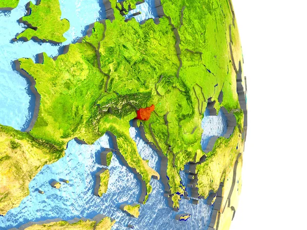 지구에 빨간색 슬로베니아 — 스톡 사진
