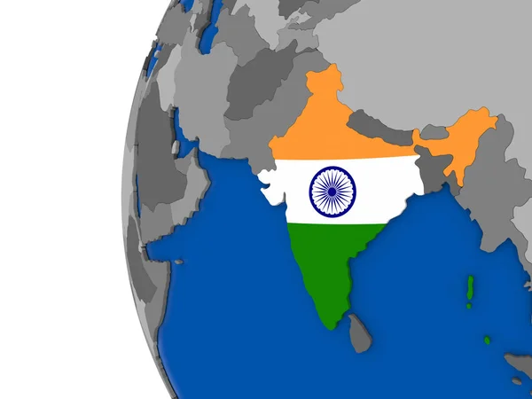 India op wereldbol — Stockfoto