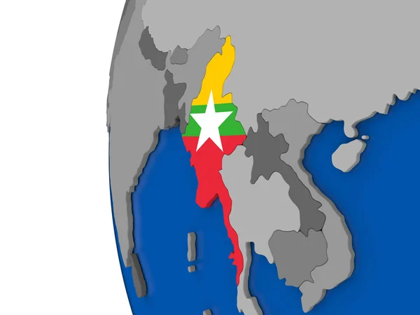 Myanmar auf dem Globus — Stockfoto