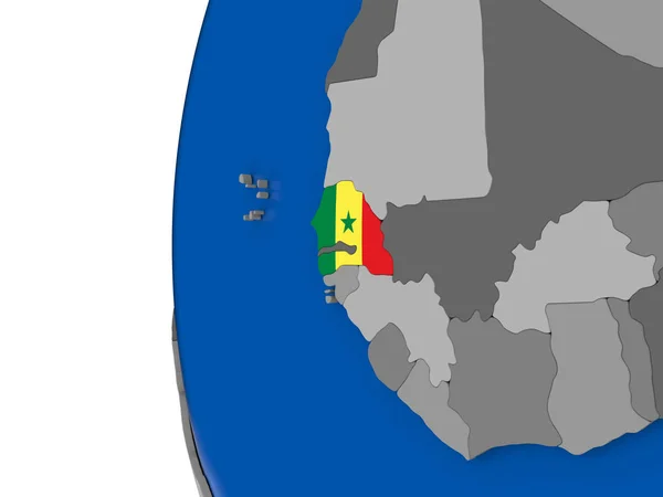 Senegal on globe — Stock Photo, Image