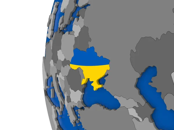 Ukraine on globe — Stock Photo, Image