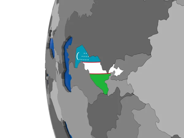 Usbekistan auf dem Globus — Stockfoto