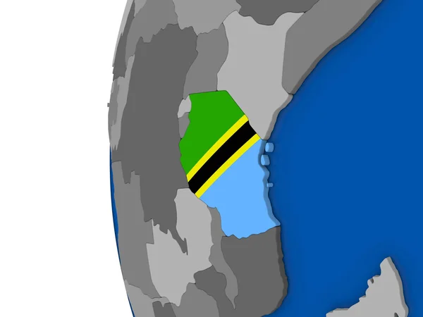 Tansania auf dem Globus — Stockfoto