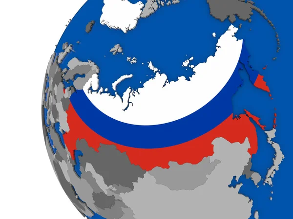 Rusland op wereldbol — Stockfoto