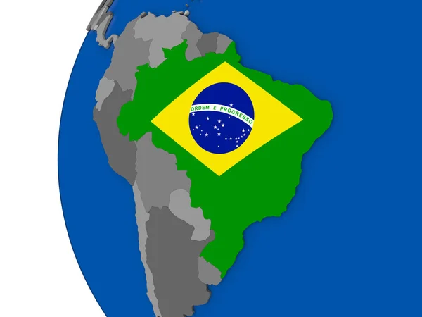 Бразилия на глобусе — стоковое фото