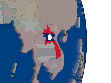 Kendi bayrağı ile Laos