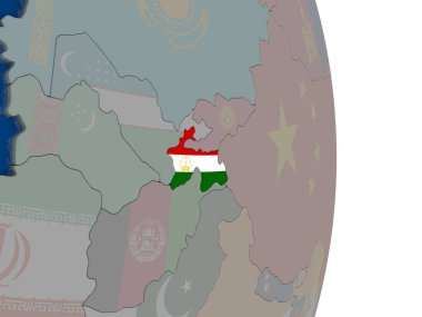 Kendi bayrağı ile Tacikistan