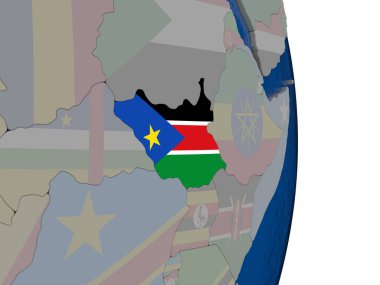 Kendi bayrağı ile Güney Sudan