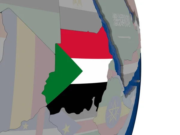 Súdán s jeho vlajkou — Stock fotografie