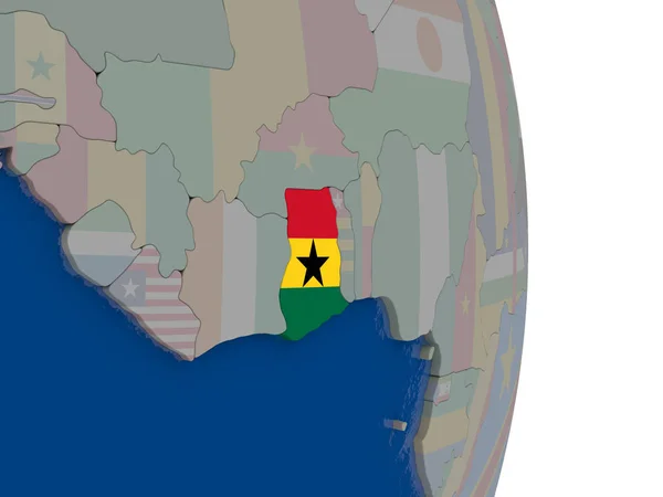 Ghana mit seiner Fahne — Stockfoto