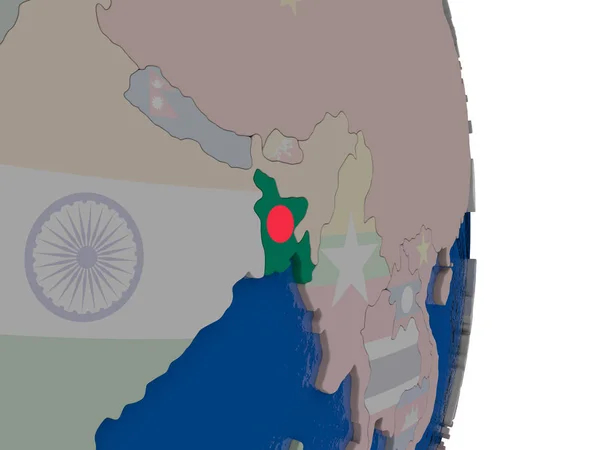 Bangladesh met haar vlag — Stockfoto