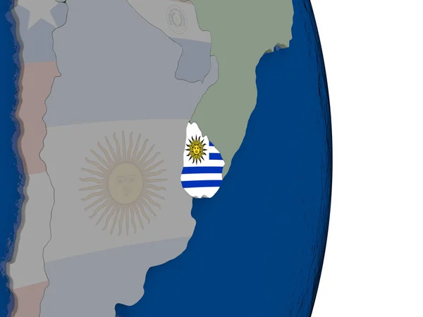 Uruguay with its flag — Stock Photo, Image