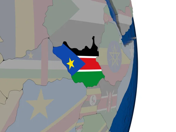 Південного Судану з її прапор — стокове фото