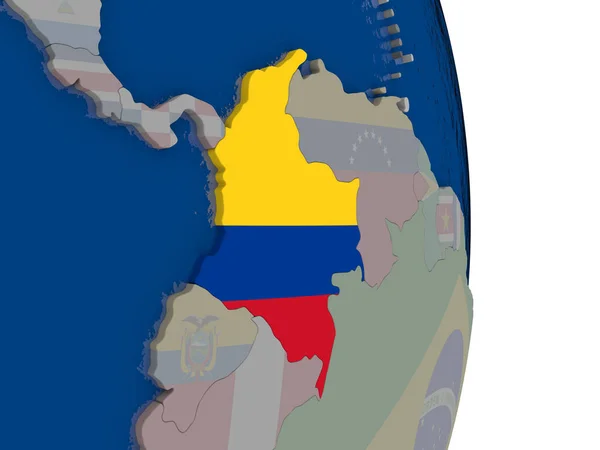 Colombia with its flag — Stock Photo, Image