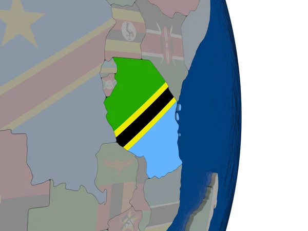 Tansania mit seiner Flagge — Stockfoto