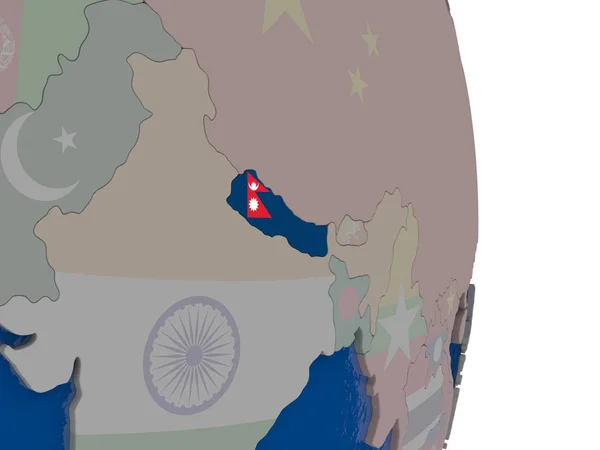 Nepal mit seiner Flagge — Stockfoto