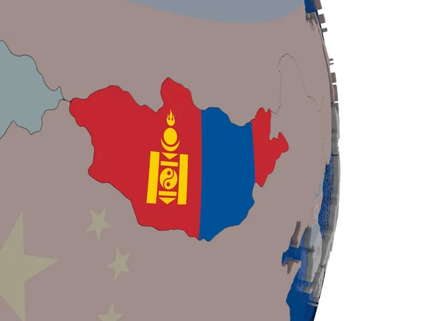 Mongolia con la sua bandiera — Foto Stock