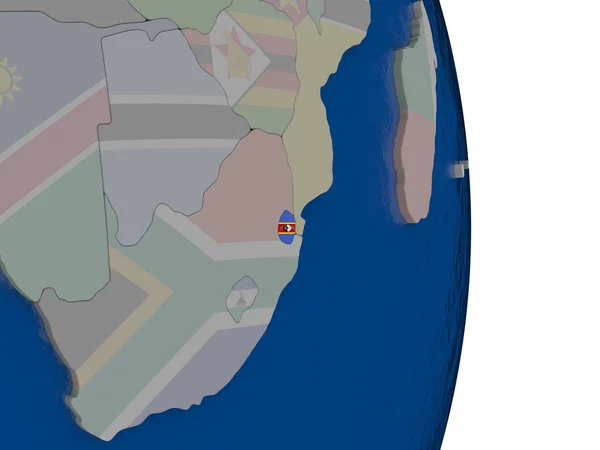 Swaziland met haar vlag — Stockfoto