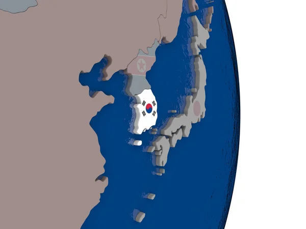 Jižní Korea s jeho vlajkou — Stock fotografie