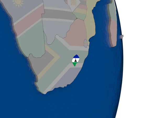 Lesotho s jeho vlajkou — Stock fotografie