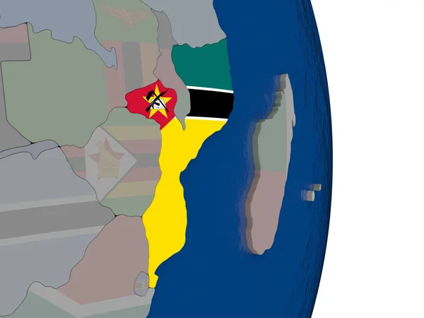 Mosambik mit seiner Flagge — Stockfoto