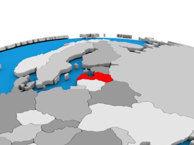 Letonya kırmızı küre üzerinde