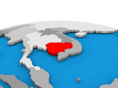 Kamboçya kırmızı küre üzerinde