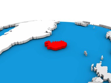 İzlanda kırmızı küre üzerinde