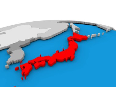 Kırmızı küre üzerinde Japonya