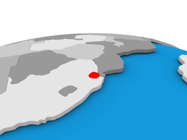 Svaziland kırmızı küre üzerinde