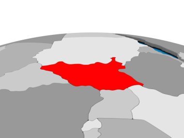Kırmızı küre üzerinde Güney Sudan