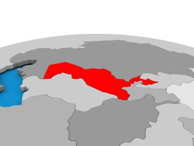 Özbekistan kırmızı küre üzerinde