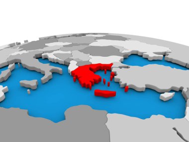 Yunanistan kırmızı küre üzerinde