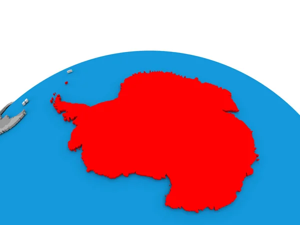 Antártica no globo em vermelho — Fotografia de Stock