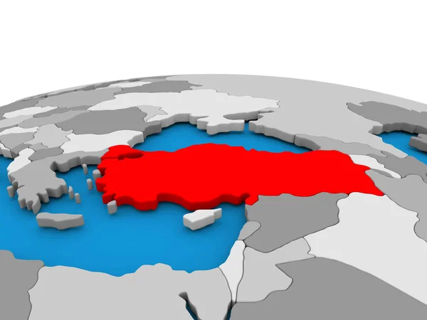 La Turquie sur le globe en rouge — Photo