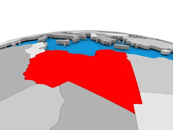 Τη Λιβύη την υδρόγειο σε κόκκινο χρώμα — Φωτογραφία Αρχείου