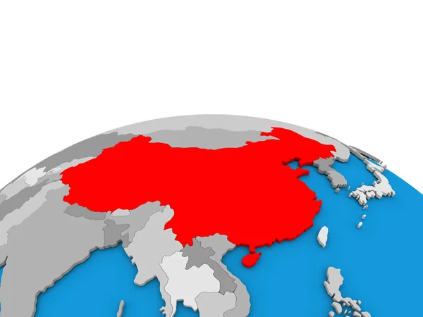 La Chine sur le globe en rouge — Photo