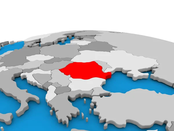 Romanya kırmızı küre üzerinde — Stok fotoğraf